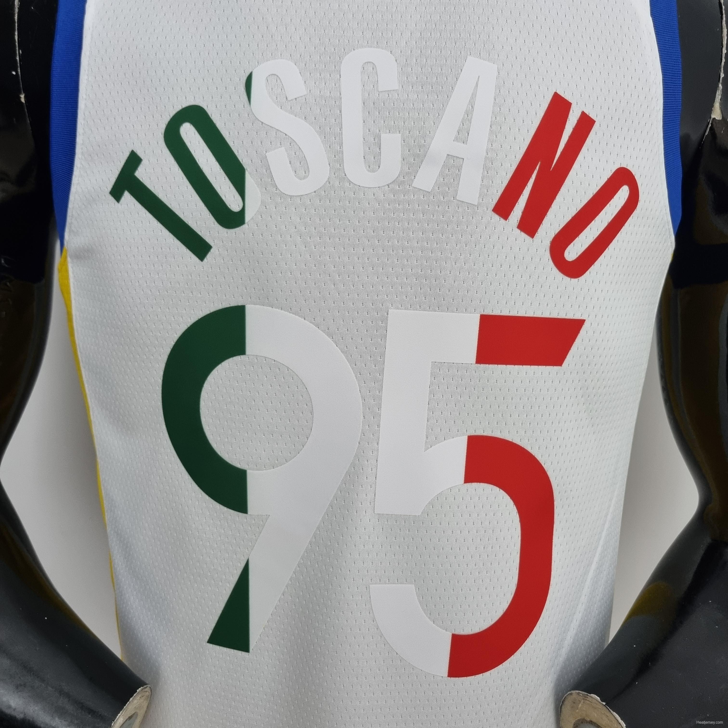 75th Anniversary Toscano#95 Golden State Warriors Mexico Exclusive White NBA Jersey