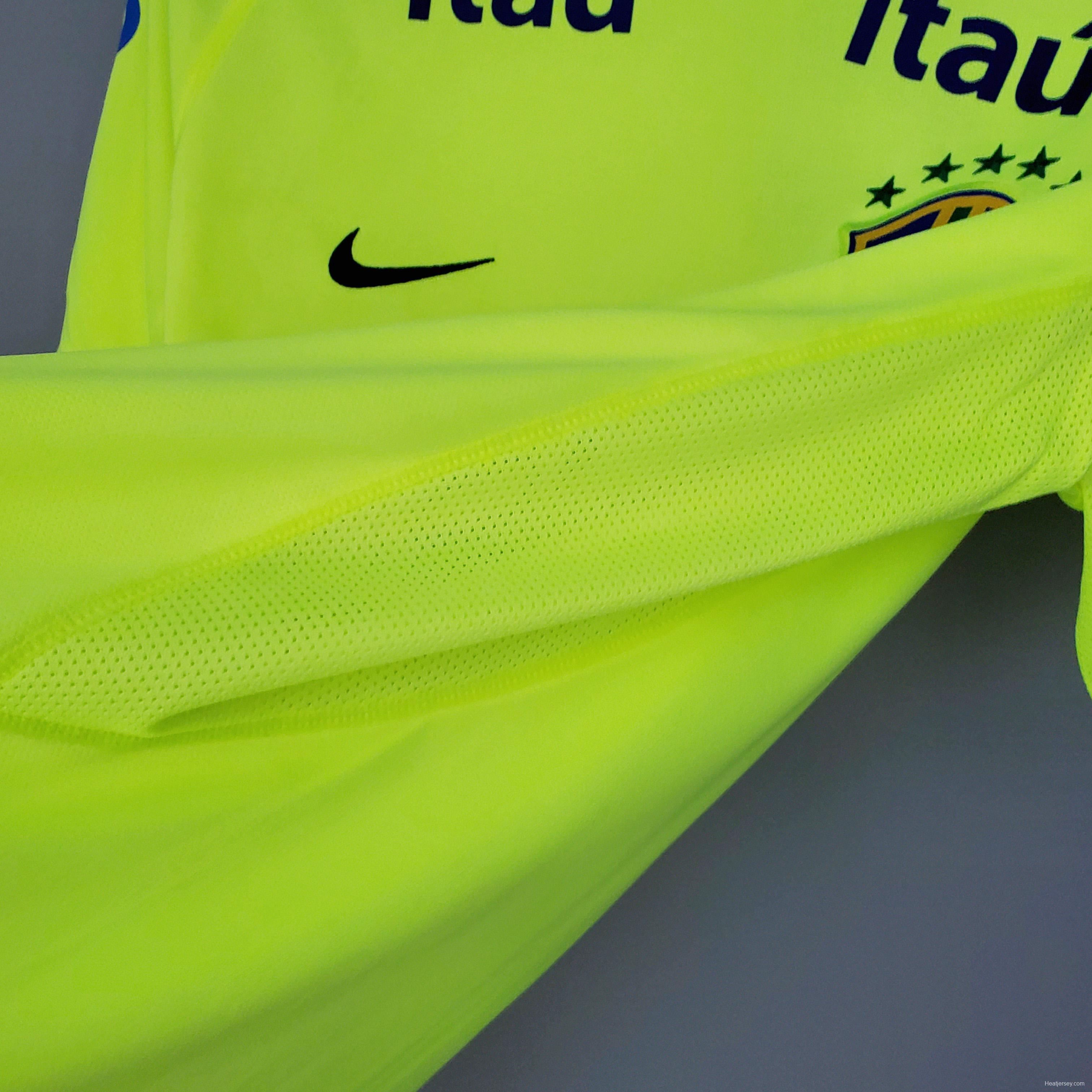 Brazil training suit fluorescent green Soccer Jersey