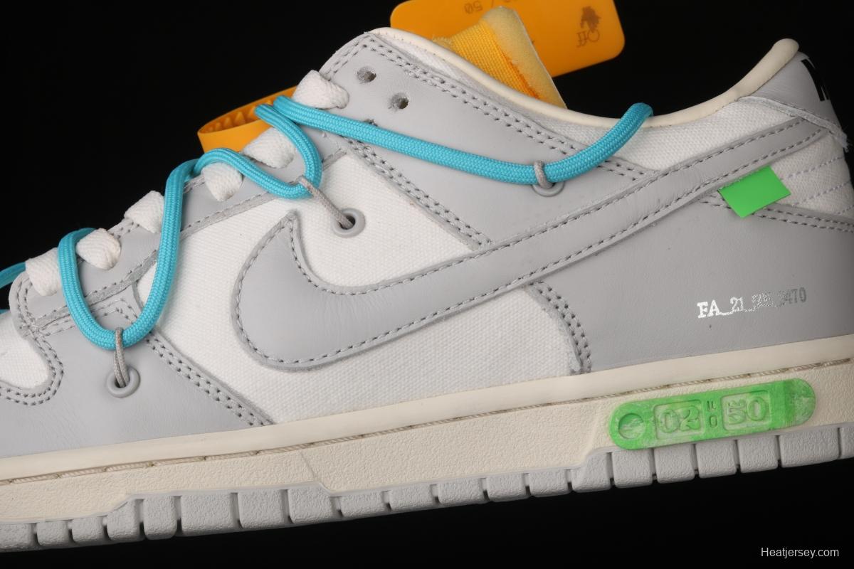 OFF-White x NIKE DUNK Low 04 of 50 OW white gray leisure sports skateboard shoes DM1602-115