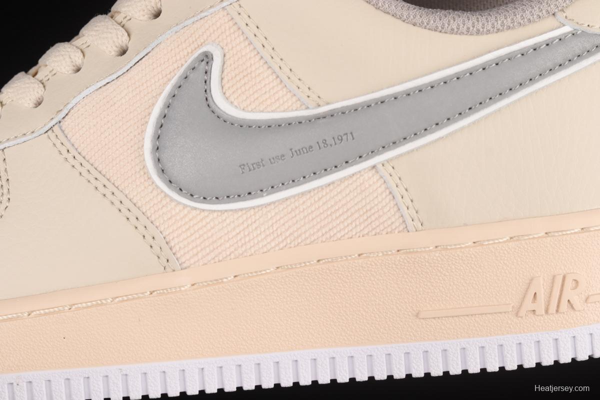 NIKE Air Force 1' 07 Low beige color 3M reflective low-top casual board shoes DJ7015-991