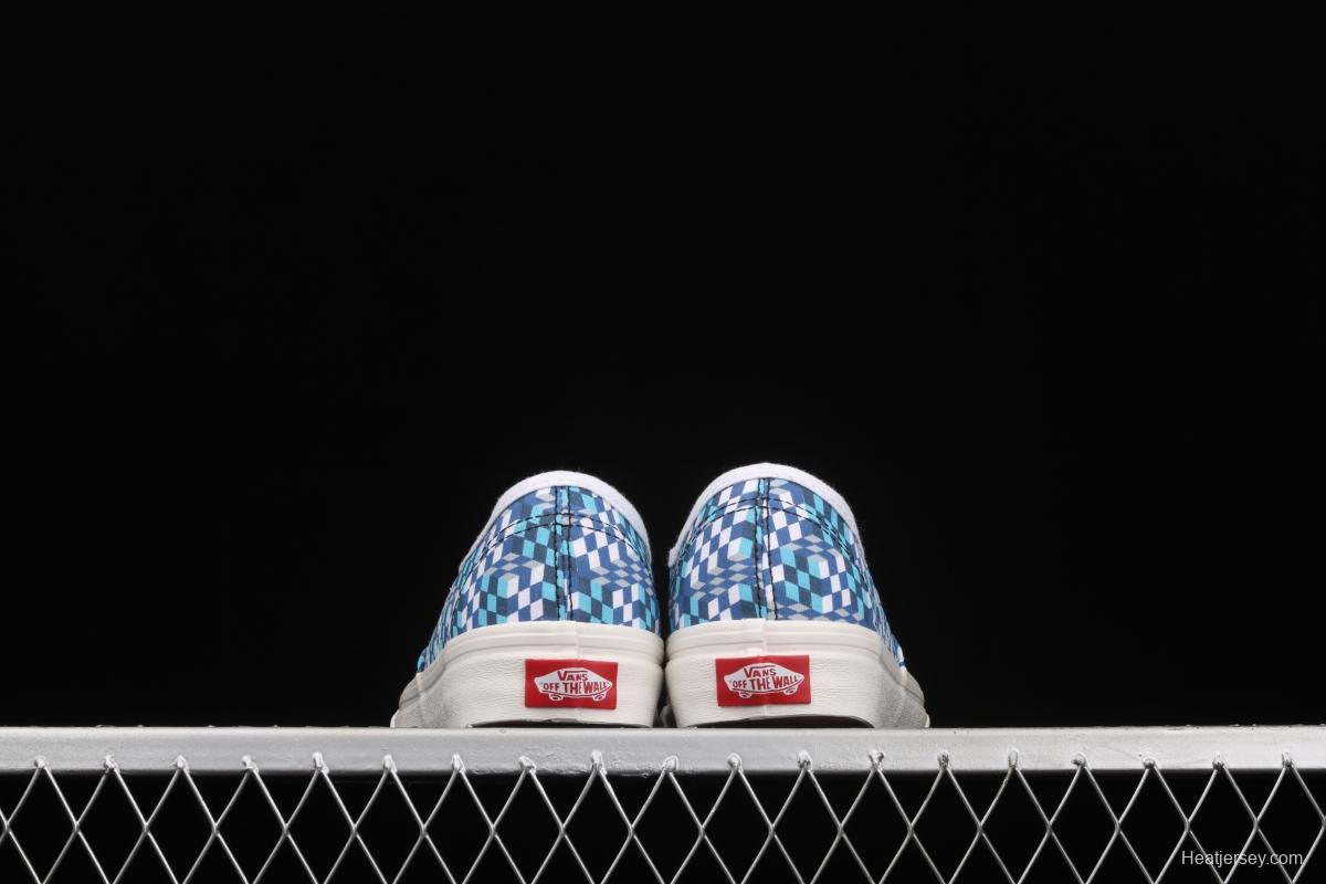 DOE x Vans Authentic chessboard blue and white low-top casual board shoes VN0A4ODU2DJ