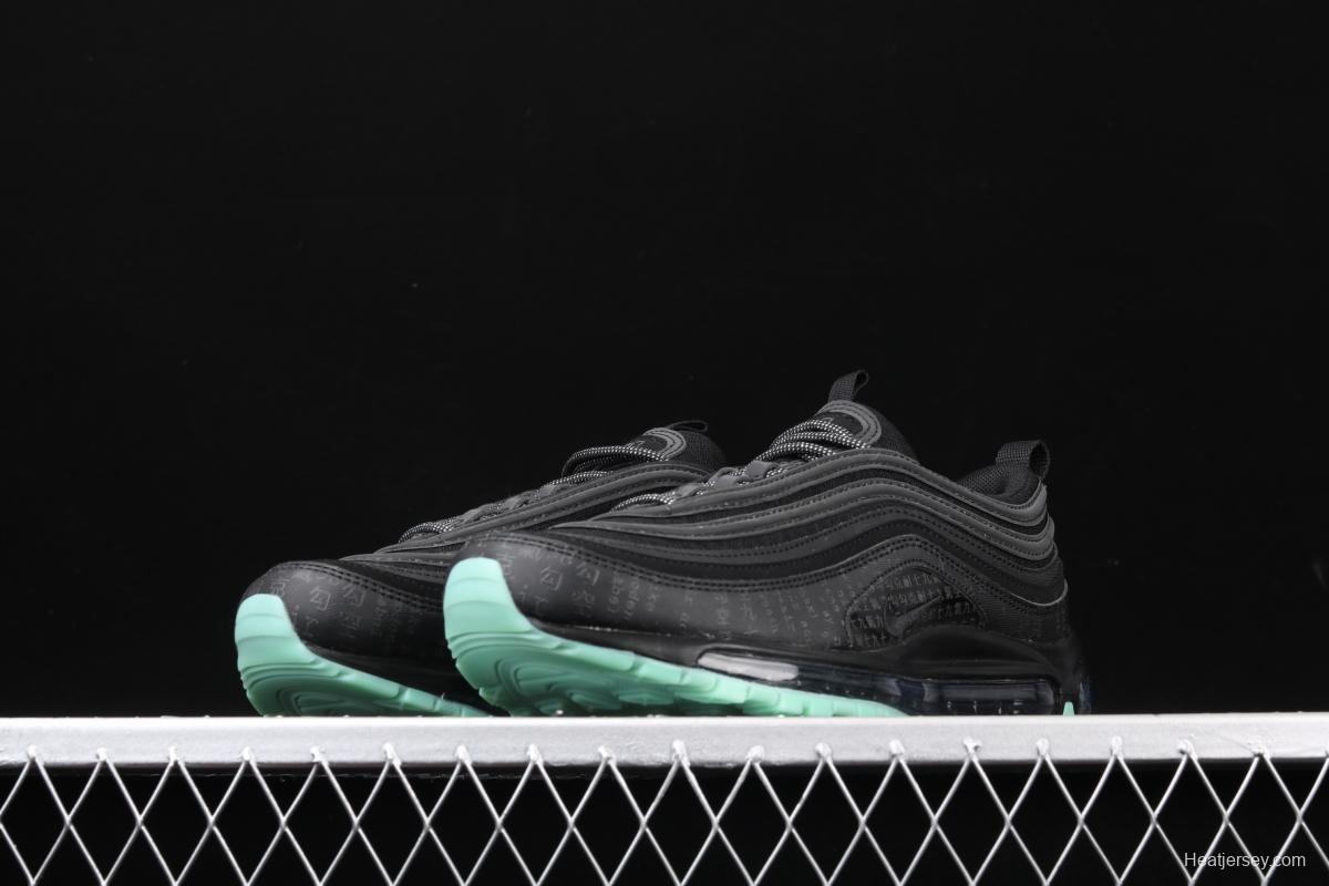 NIKE Air Max 97 GLOW black and green luminous bullet air cushion running shoes 921826-017