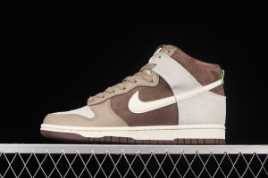 NIKE DUNK High Light Chocolate Chocolate vintage White Brown High Top Leisure Skateboard shoes DH5348-100