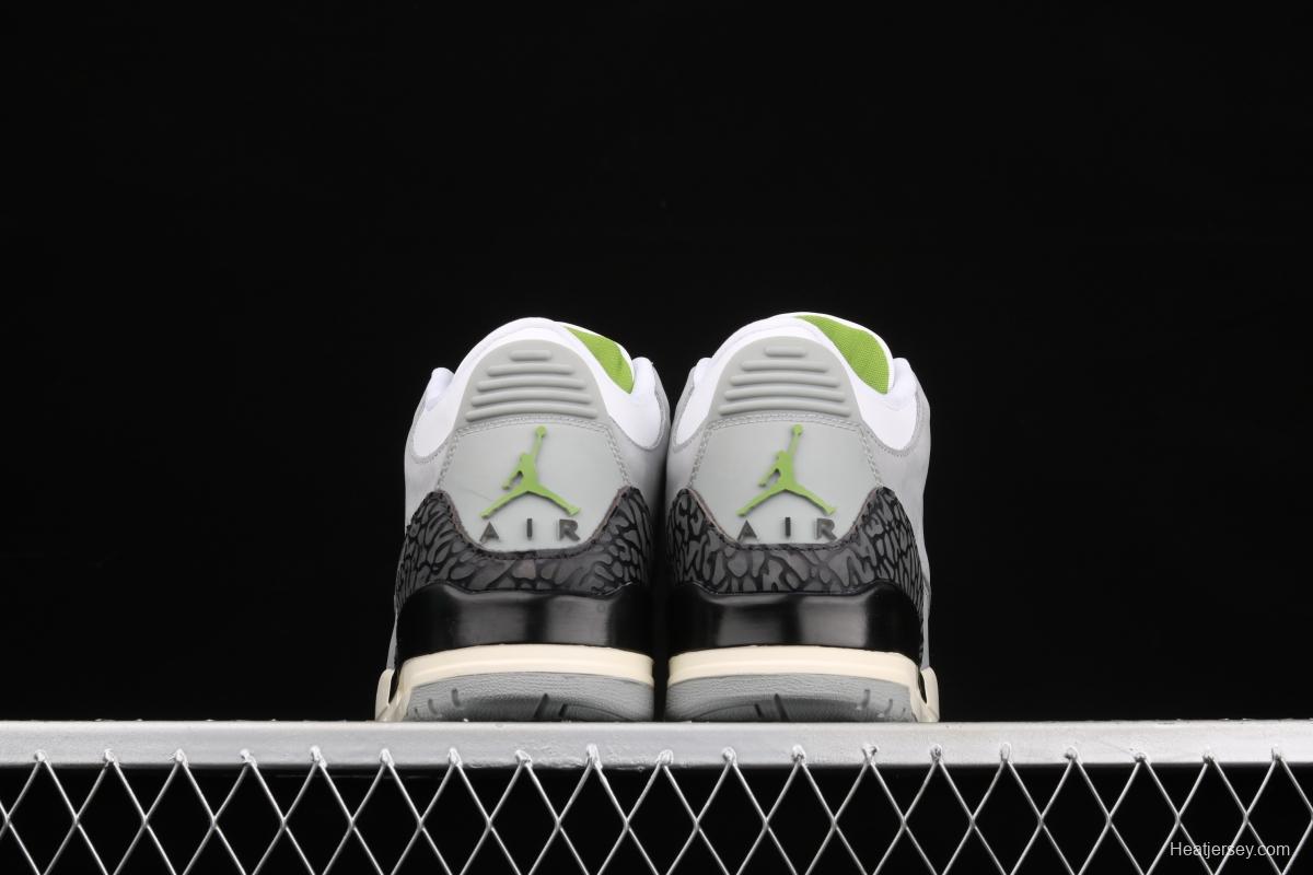 Air Jordan 3 Retro Chlorophyll AJ3 Joe 3 chlorophyll Gray Green manuscript 136064-006