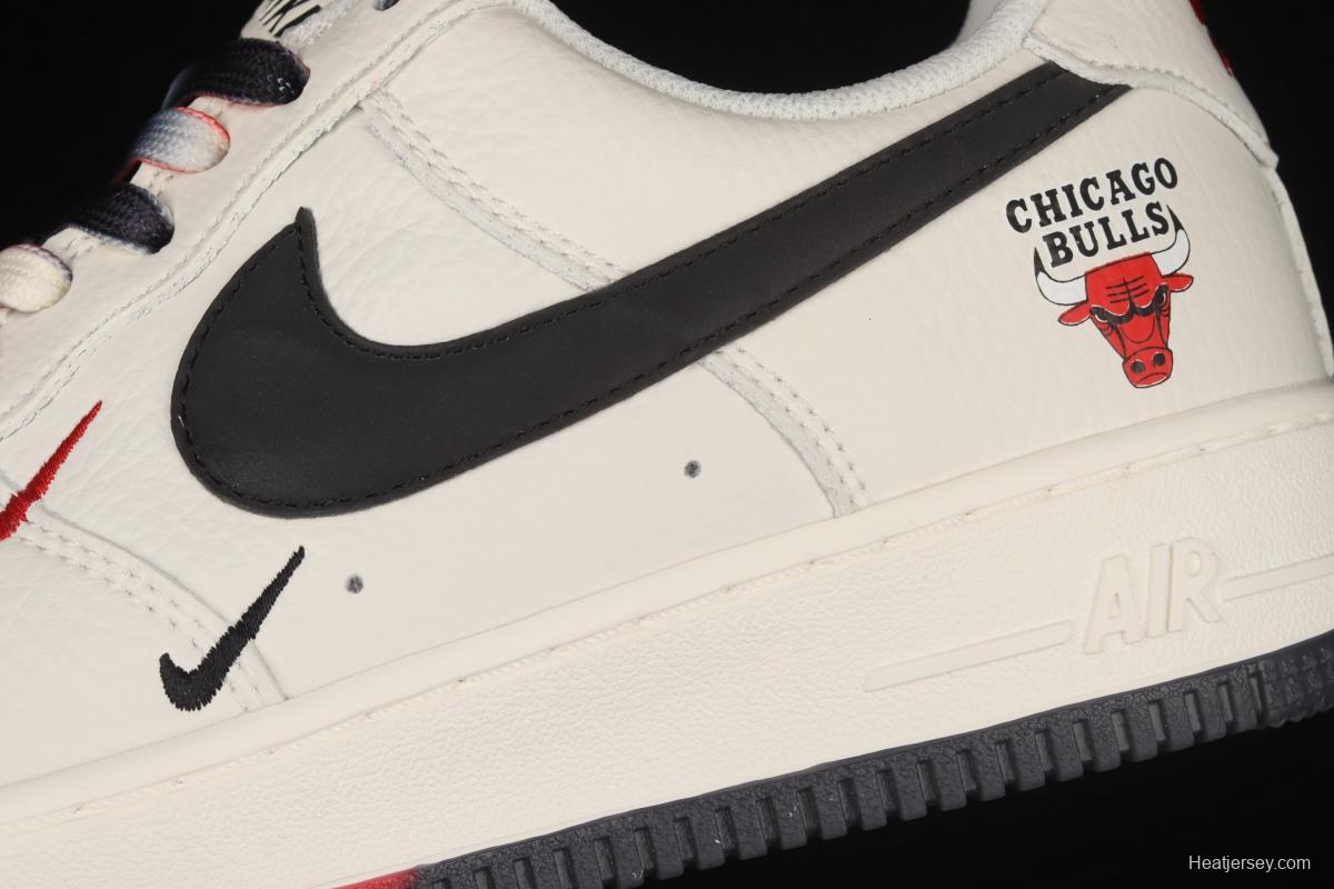 NIKE Air Force 1 Low'07 beige black red Chicago Bulls city limited low-top casual board shoes CH2806-306