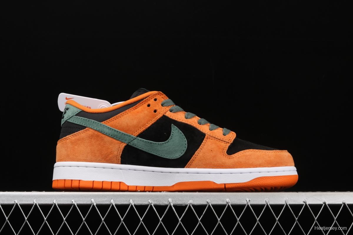 NIKE SB DUNK Low SP Ceramic dunk series carrot yellow and black low-side leisure sports skateboard shoes DA1469-001