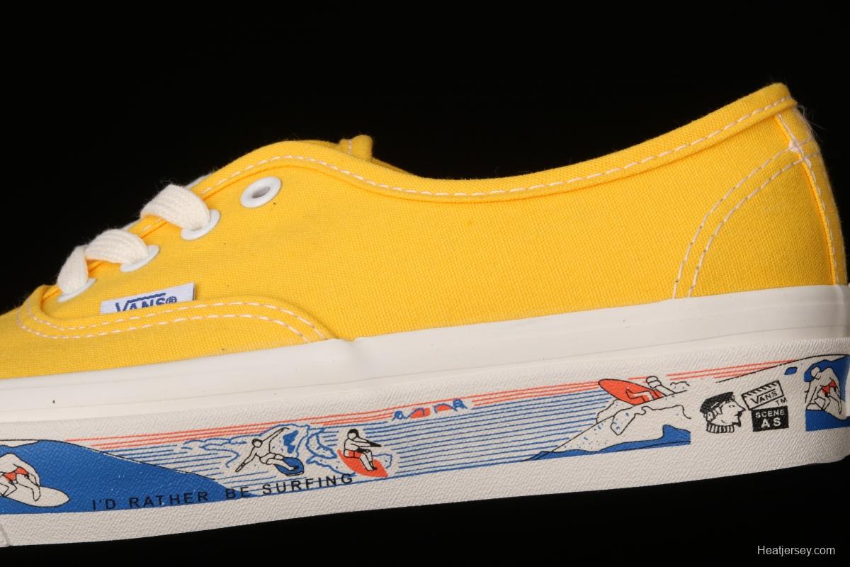 Vans Authentic 44 DX yellow canvas surfing printed Anaheim vintage board shoes VN0A54F241Q