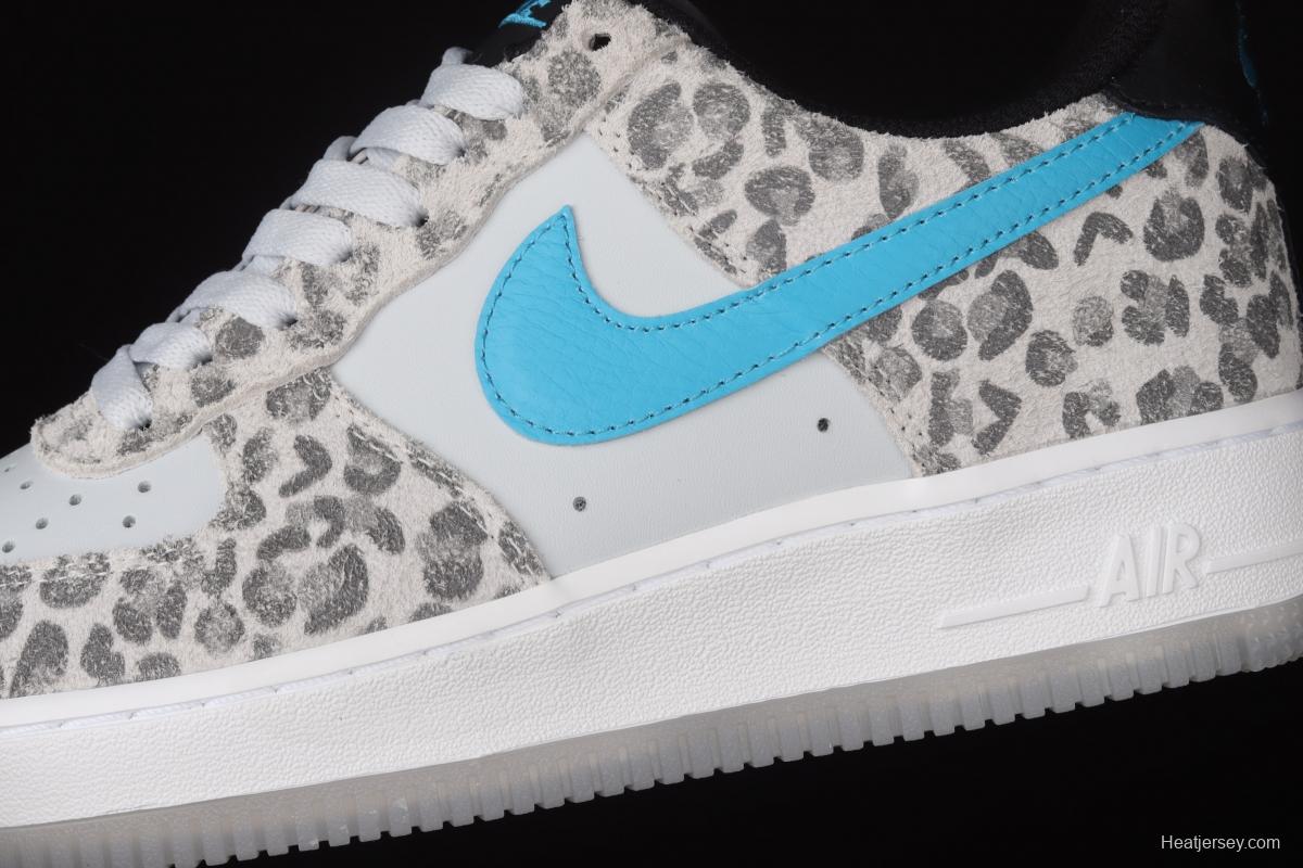 NIKE Air Force 1 Low Leopard gray, white and blue leopard print low-top casual board shoes DDJ6192-001