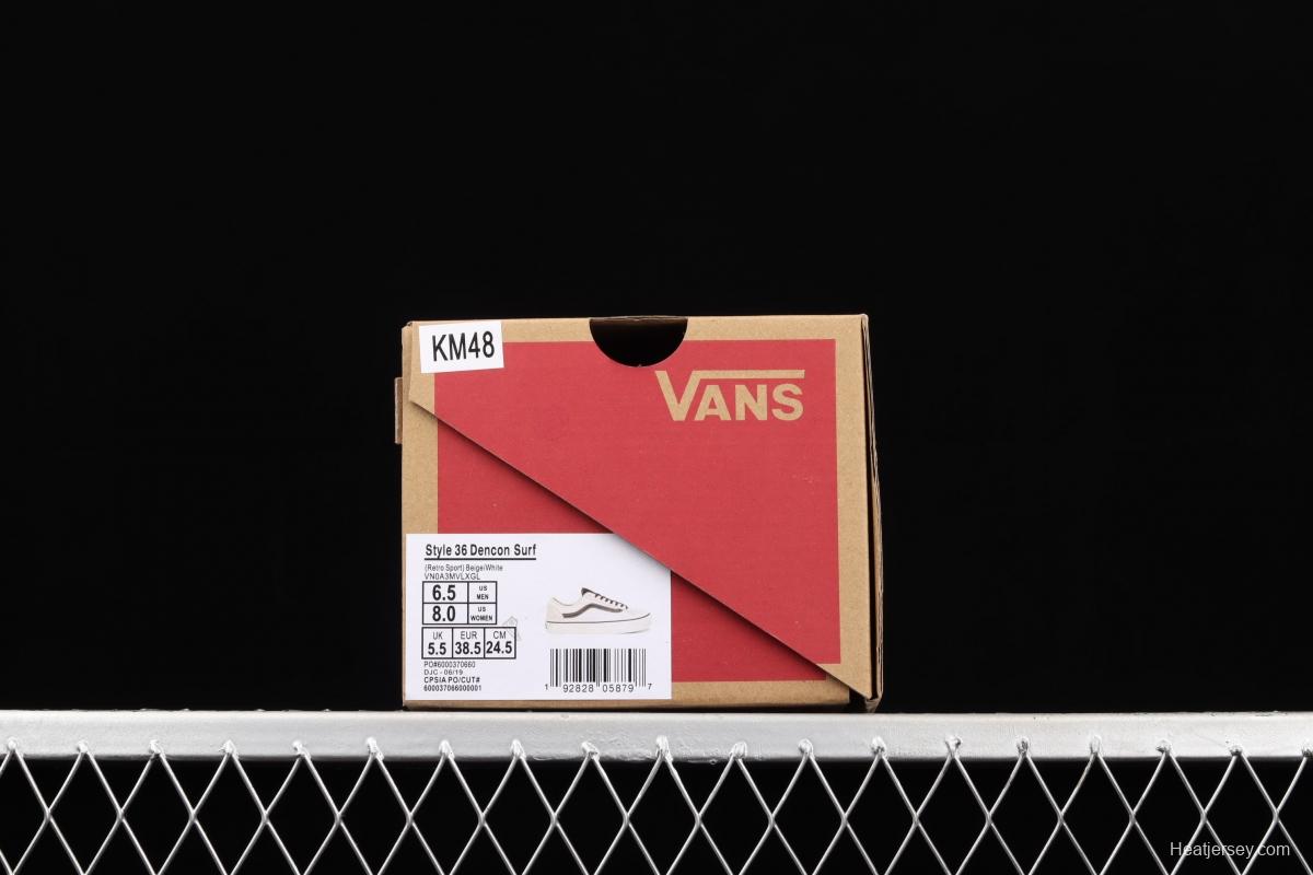 Vans Style 36 million gray rice white side stripes low-edge sports board shoes VN0A3MVLXGL