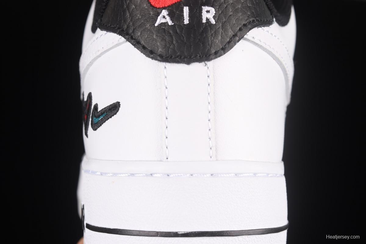 NIKE Air Force 11607 Low Peace Love Swoosh white and black graphic printed low-top casual board shoes DM8148-100