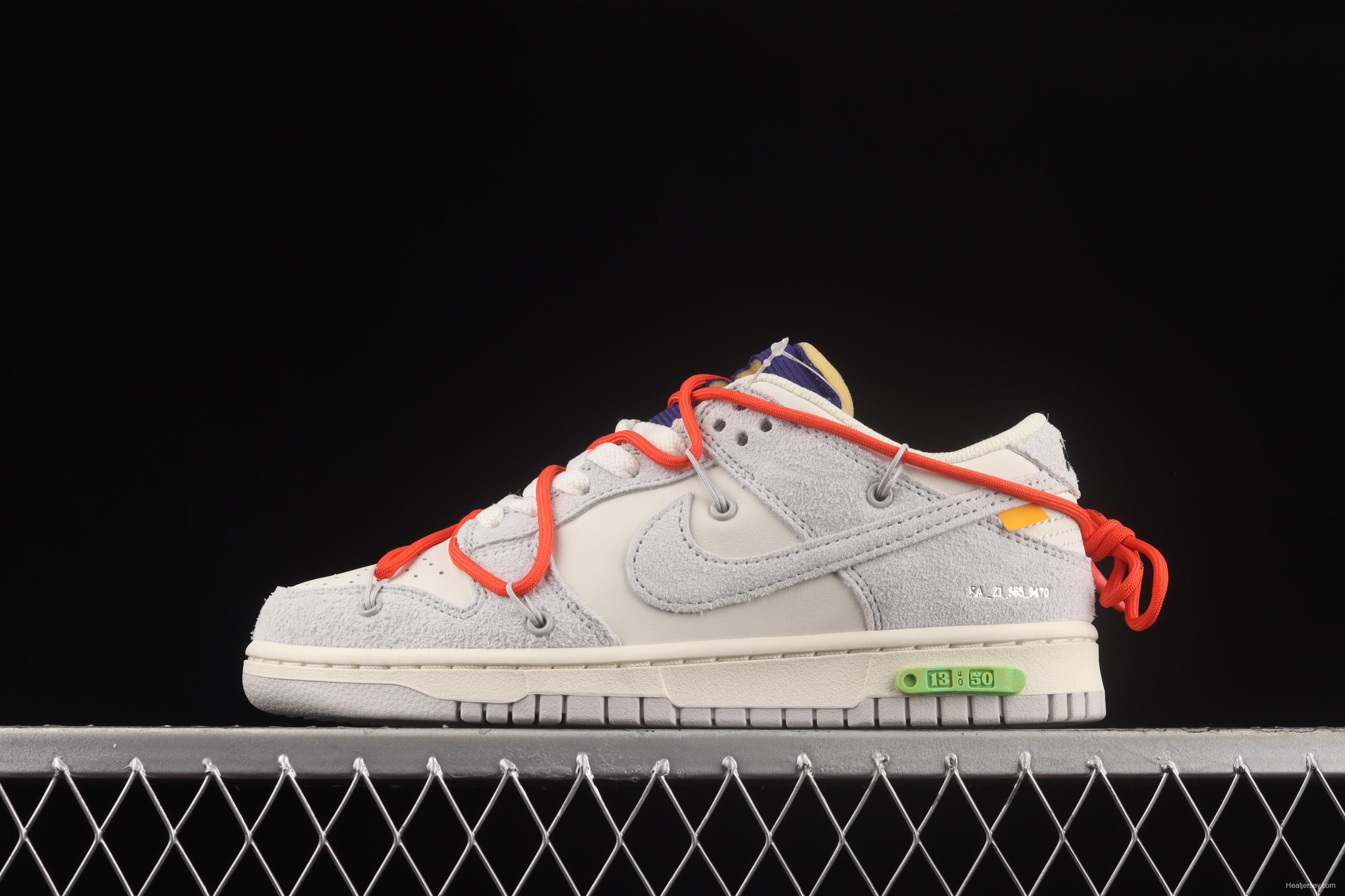 OFF-White x NIKE DUNK Low OW suede SB buckle rebound fashion casual board shoes DJ0950-110,