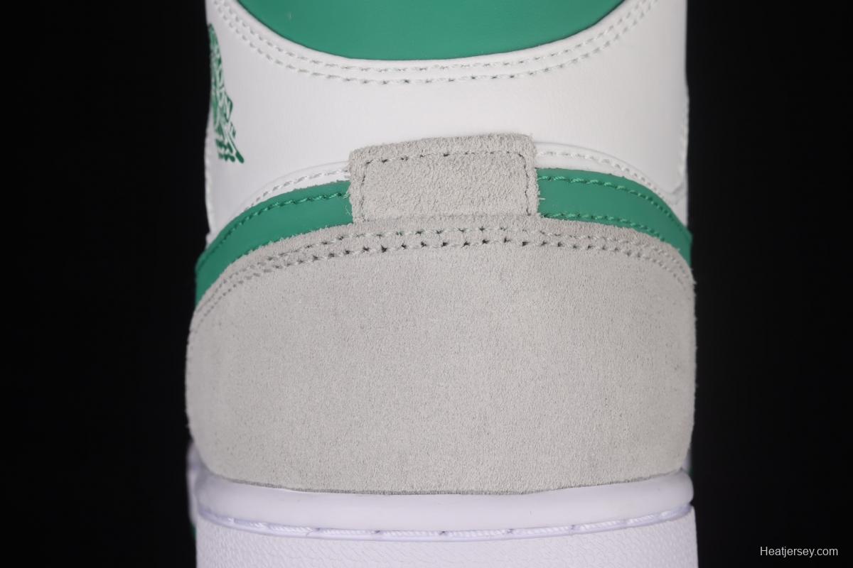 Air Jordan 1 Mid white, gray and green medium top basketball shoes DC7294-103