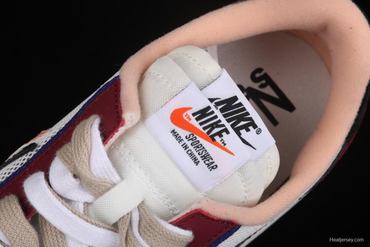 Sacai x NIKE LVD Waffle Daybreak co-signed catwalk style net gauze leather splicing double hook Swoosh running shoes BV0073-700