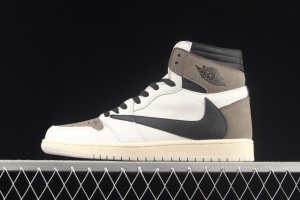 Travis Scott x NIKE Air Jordan 1 High OG Reverse Mocha reverses the upside basketball shoes CD4487-110,