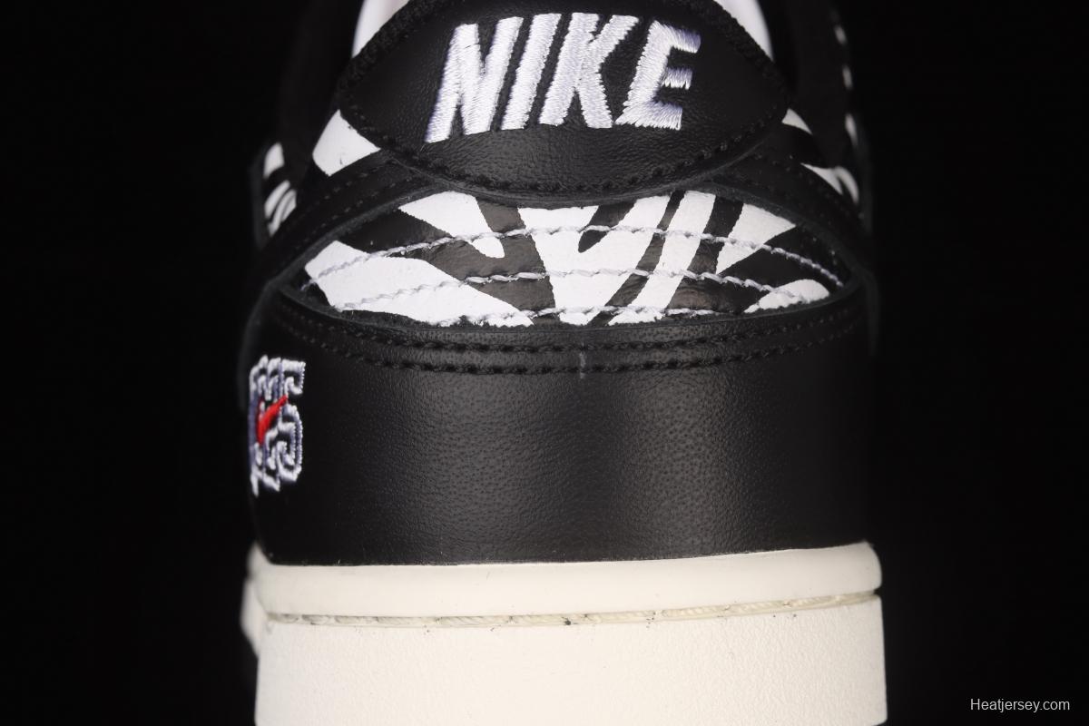 Quartersnacks x NIKE SB DUNK Zebra black and white zebra stripes joint style low-side sports and leisure board shoes DM3510-001