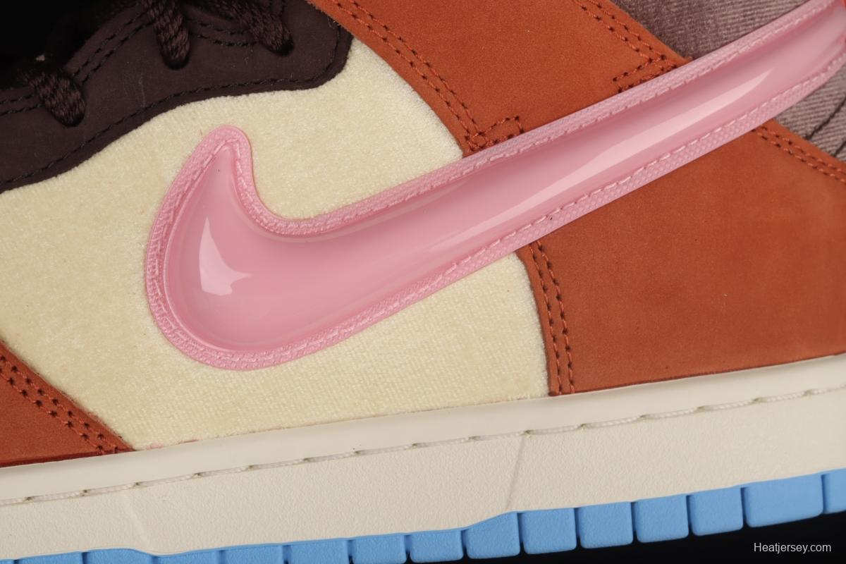 Social Status x NIKE SB DUNK Low Pro QS Chocolate Milk American trend Institute Chocolate Milk Jelly Hook Slam Dunk Series low side leisure sports skateboard shoes DJ1173-700