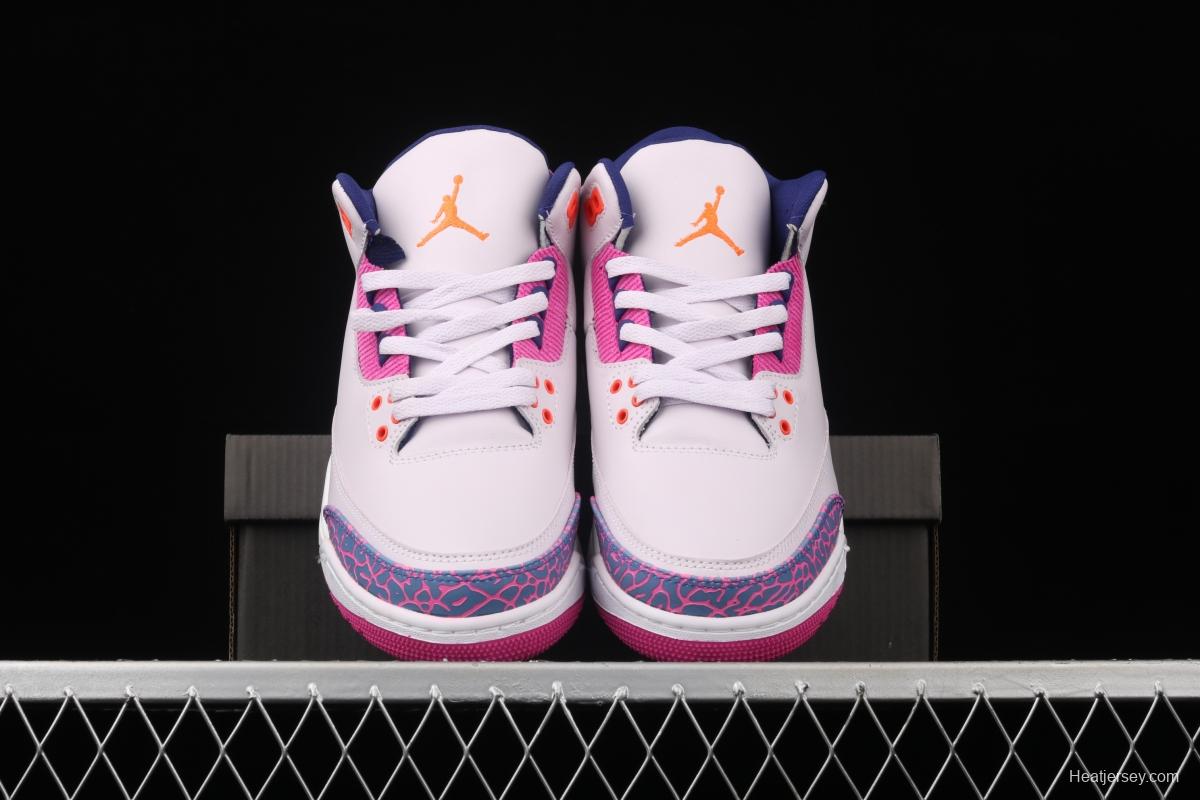 Air Jordan Brand Air Jordan 3 GS AJ3 Joe 3 burst pink and purple front layer basketball shoes 441140-500