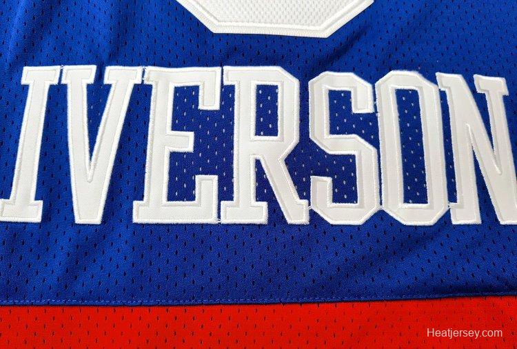 Men's Allen Iverson Blue And Red Retro Classic Team Jersey