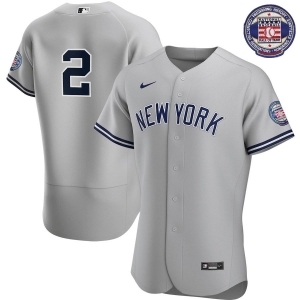 Men's Derek Jeter Gray 2020 Hall of Fame Induction Road Authentic Player Team Jersey