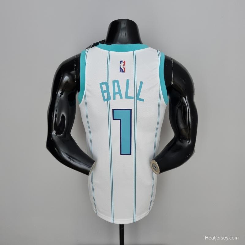 75th Anniversary BALL #1 Charlotte Hornets White NBA Jersey