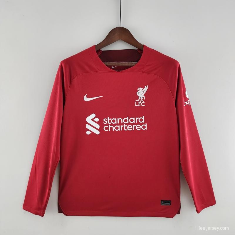 22/23 Long Sleeve Liverpool Home  Soccer Jersey