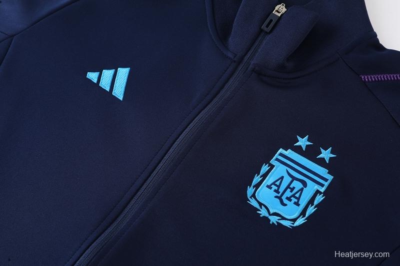 2022 Argentina Navy Full Zipper Tracksuit