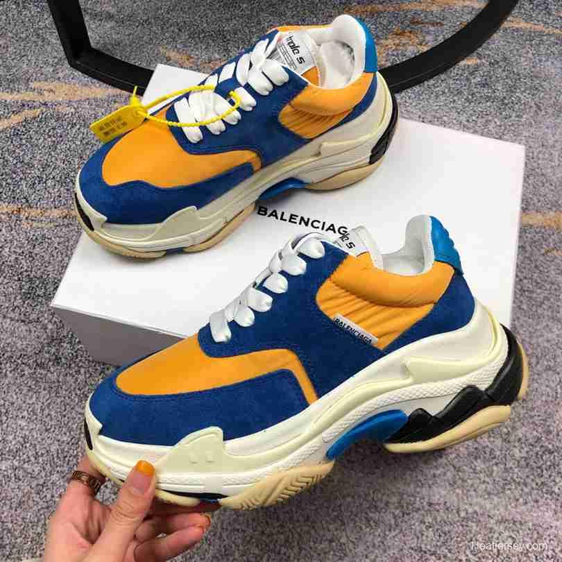 Men Balenciaga Triple-S 2 Navy/Yellow Sneaker