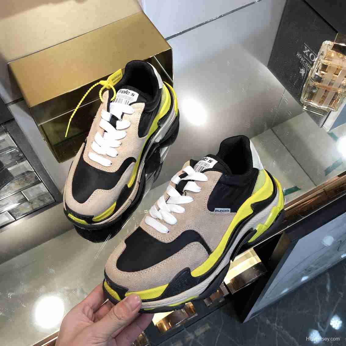 Men/Women Balenciaga Triple S 2.0 Sneaker Black/Brown/Yellow Item 6380340