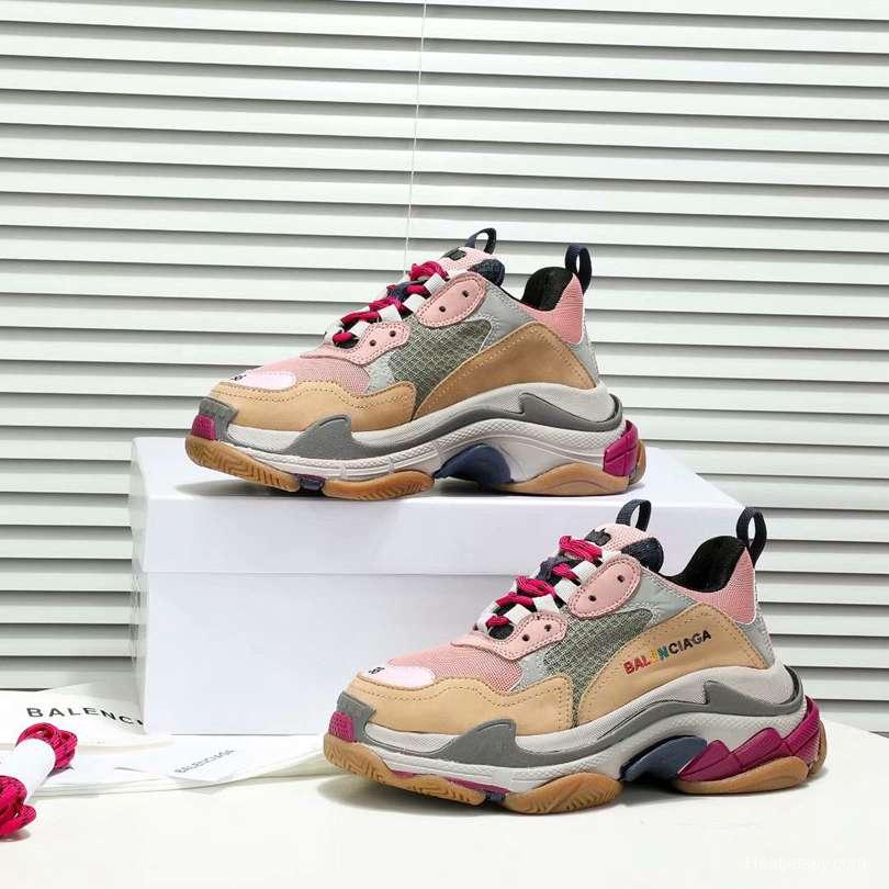 Men/Women Balenciaga Triple S Pink/Wheat Sneaker Item 6380400