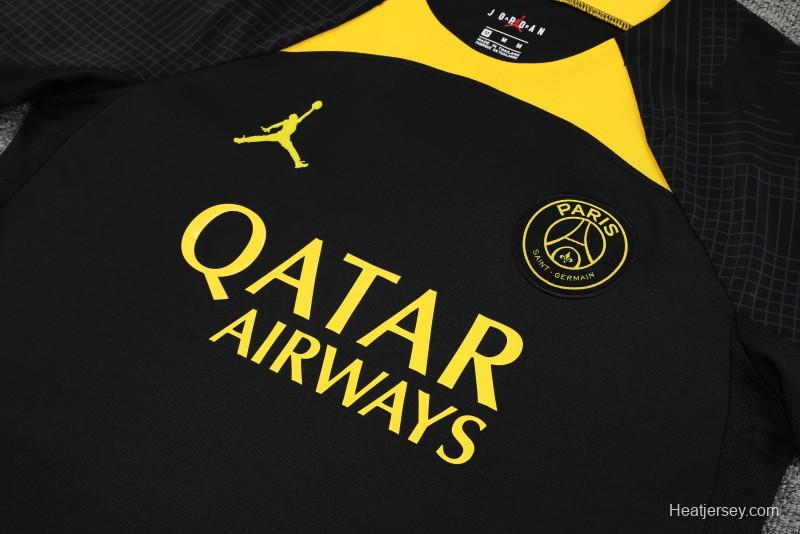 23-24 PSG Black Yellow Short Sleeve+Shorts