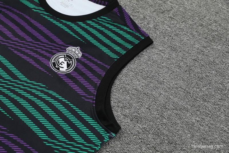 23-24 Real Madrid Stripe Pattern Vest Jersey+Shorts