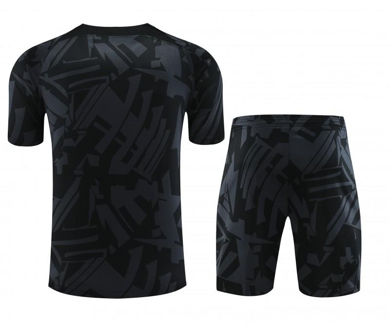 23-24 PSG Black Pattern Short Sleeve+Shorts