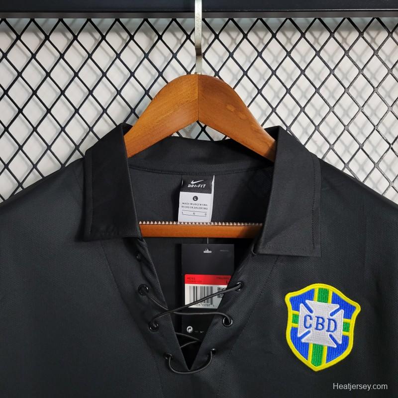 Retro 2004 Brazil Special Edition Black Long Sleeve Jersey