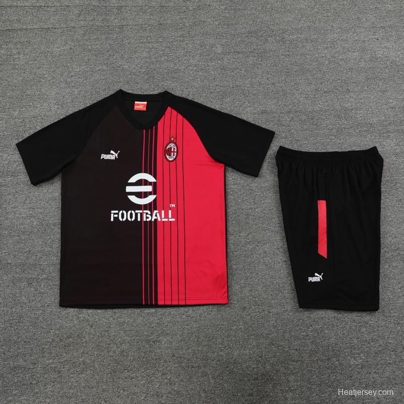 23 24 AC Milan Black Red Short Sleeve+Shorts