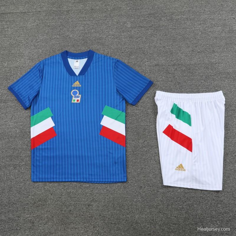 2023 Italy Blue Remake Icon Short Sleeve+Shorts