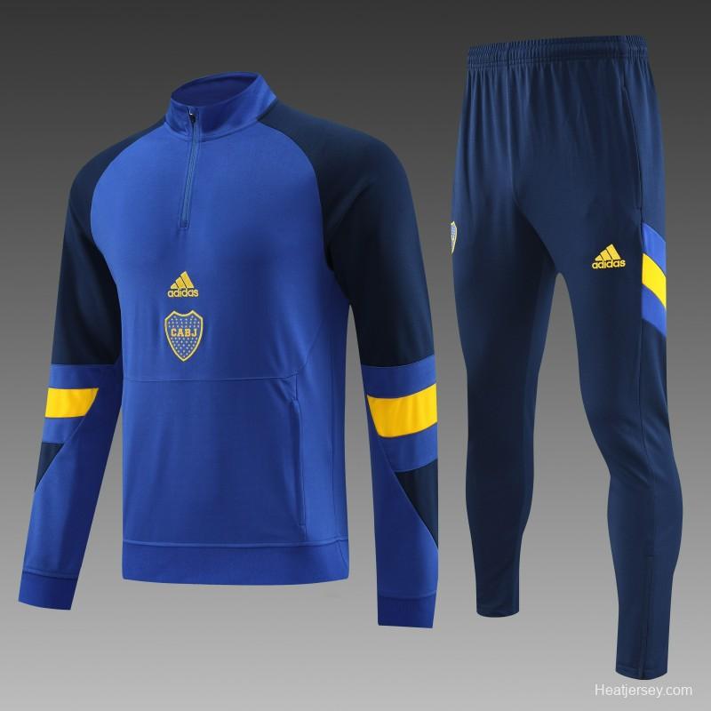 23/24 Boca Juniors Blue Black Half Zipper Hoodie Jacket +Pants