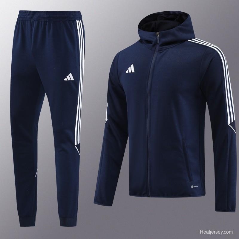 2023 Adidas Navy Hoodie Full Zipper Jacket +Pants