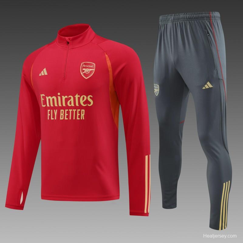 23/24 Arsenal Red Half Zipper Jacket+ Pants