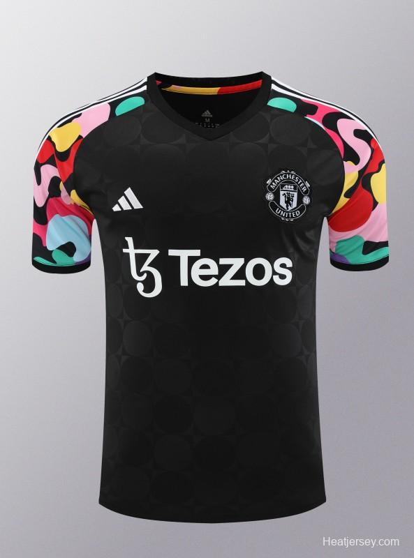 24/25 Manchester United Black Short Sleeve Jeresy+Shorts