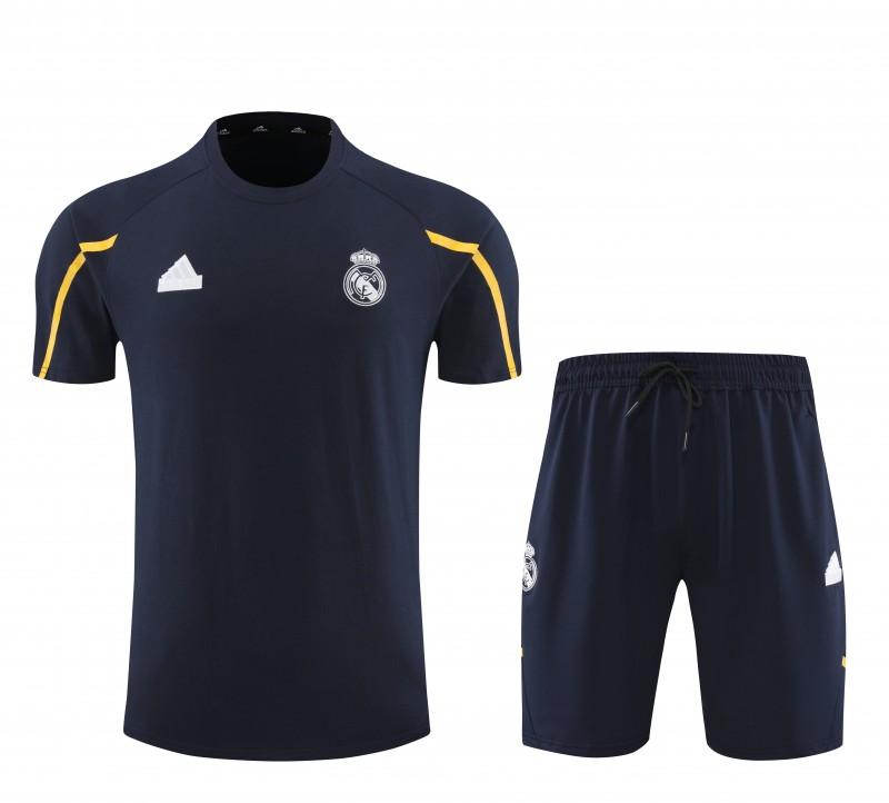 23/24 Real Madrid Navy Cotton Short Sleeve Jersey+Shorts