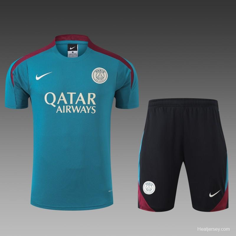 23/24 PSG Cotton Blue  Short Sleeve Jersey+Shorts