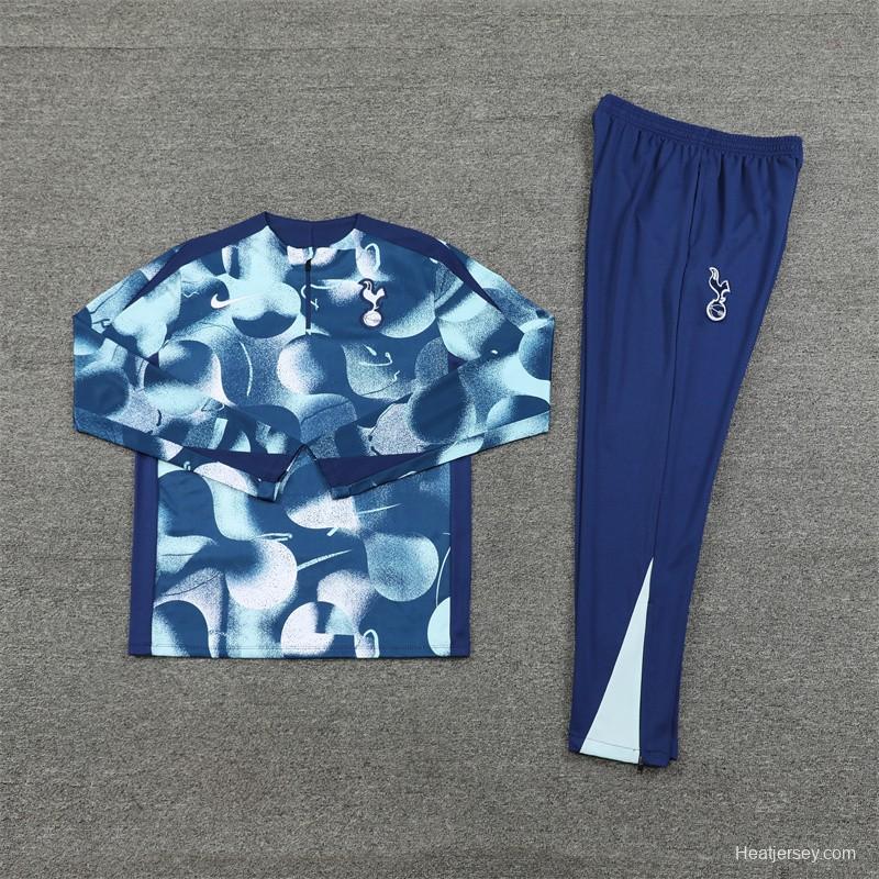 24/25 Tottenham Hotspur Blue Camouflage Half Zipper Jacket+Long Pants