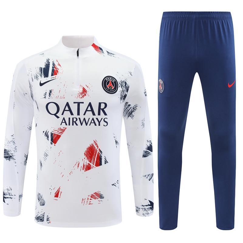 24/25 PSG White Camouflage Navy Half Zipper Jacket+Long Pants