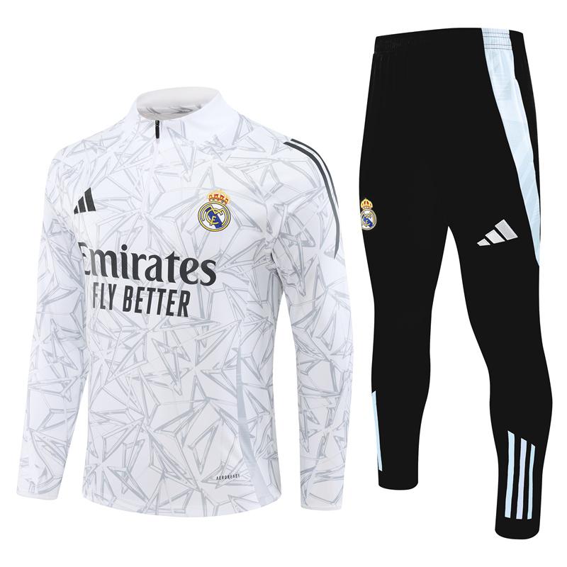 24/25 Real Madrid White Special Half Zipper Jacket+Long Pants