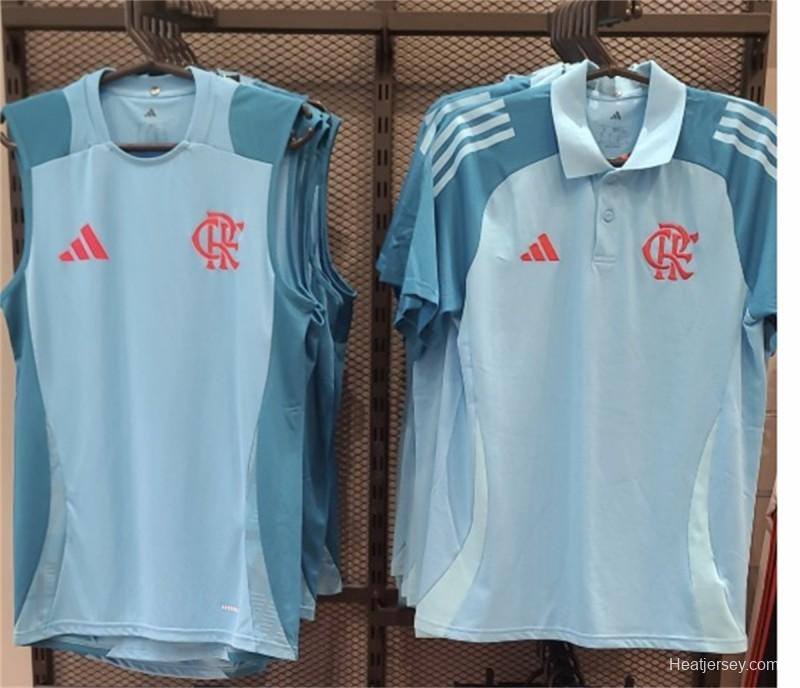 25/26 Flamengo Light Blue Polo Jersey S-XXXXL