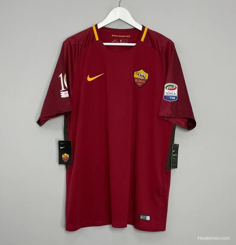 Retro 17/18 AS Roma Home Jersey Francesco Totti Signature Jersey Tribute For Last Match