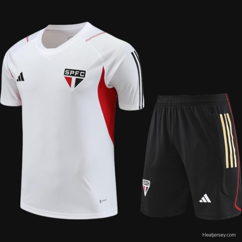 23-24 Sao Paulo White Short Sleeve Jersey+Shorts