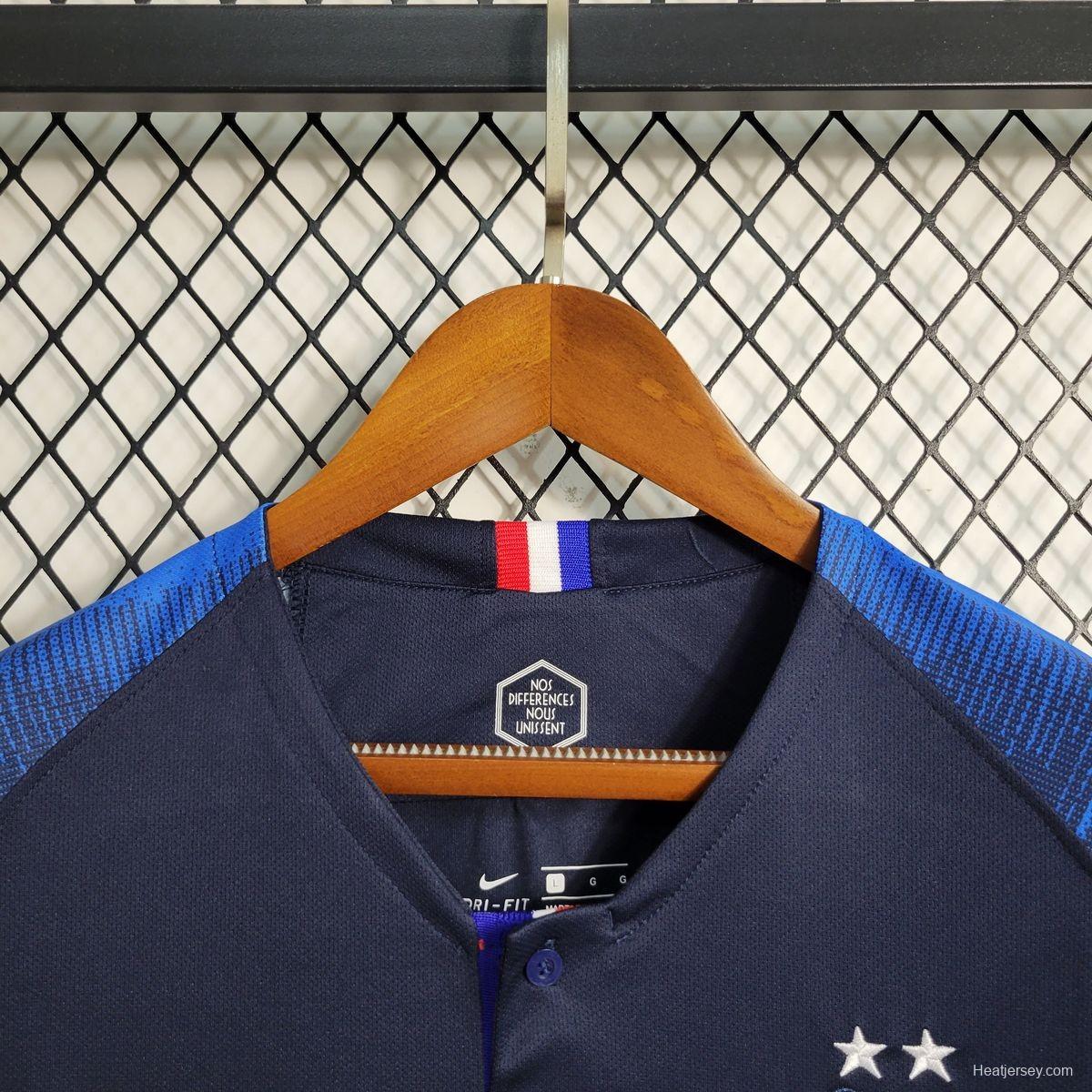 Retro 2018 France Home Long Sleeve Jersey