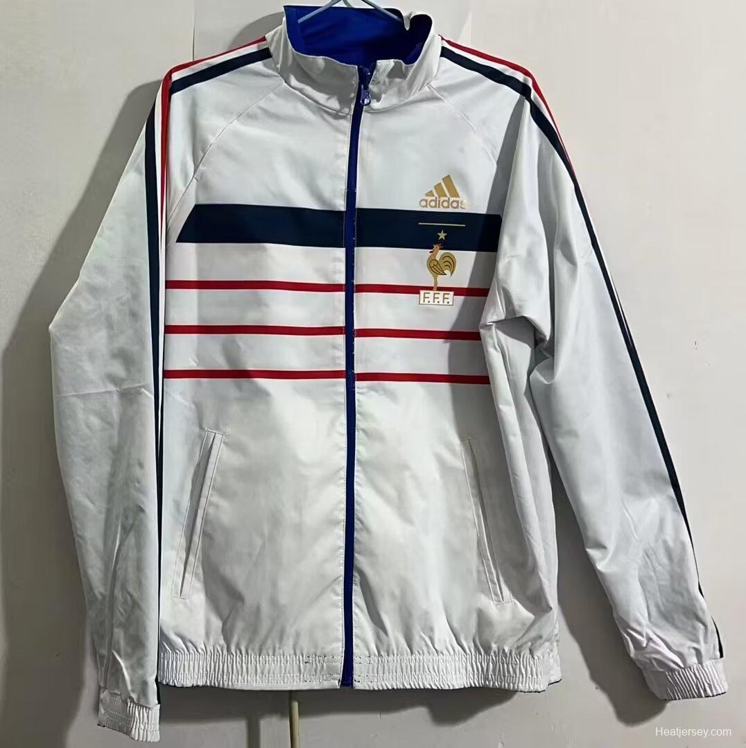 Retro 1998 France Blue/White Reversible Full Zipper Jacket