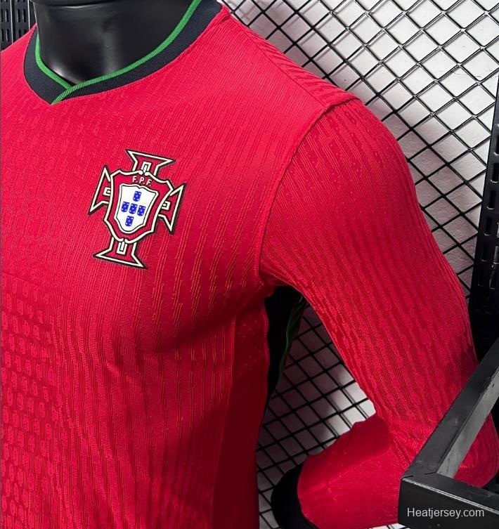 Player Version 2024 Portugal Home Long Sleeve Jersey